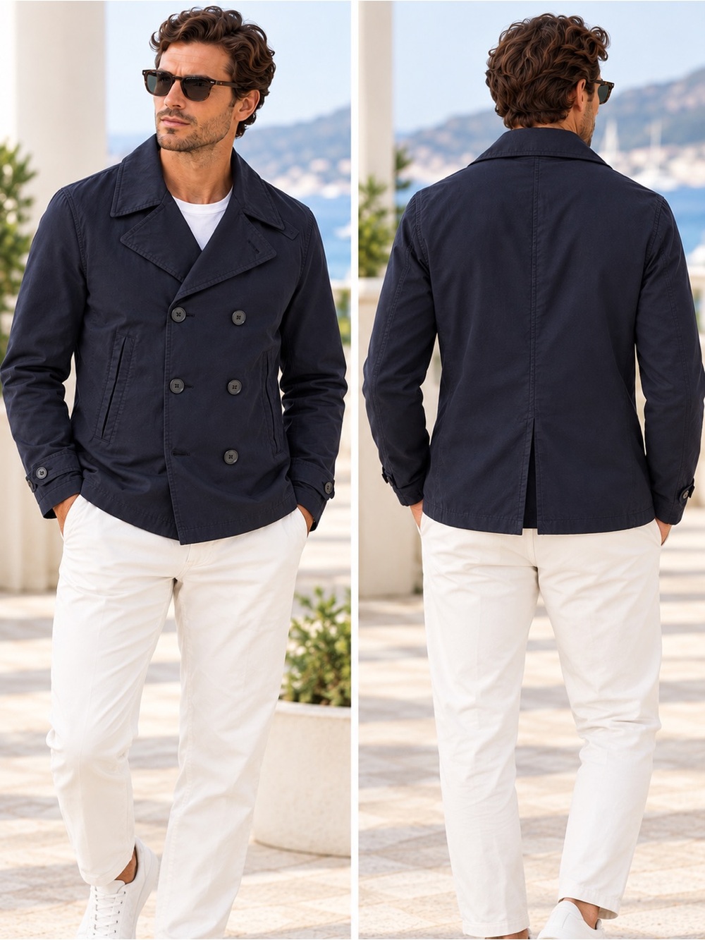 Orlebar Brown X IWC Halbert Double Breasted Navy Blue Jacket SZ Med Luxury NWT